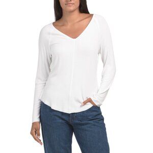 WEARABLES BY XCVI White Bryant Ribbed V-neck Top